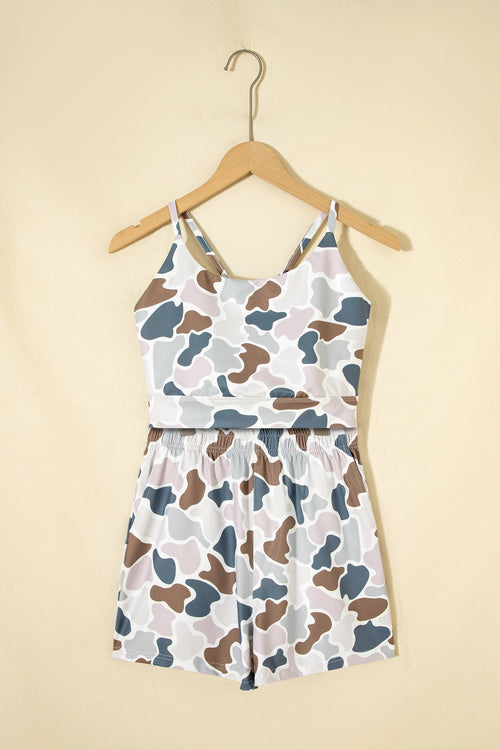 Camo Cropped Tank & Shorts Athleisure Set